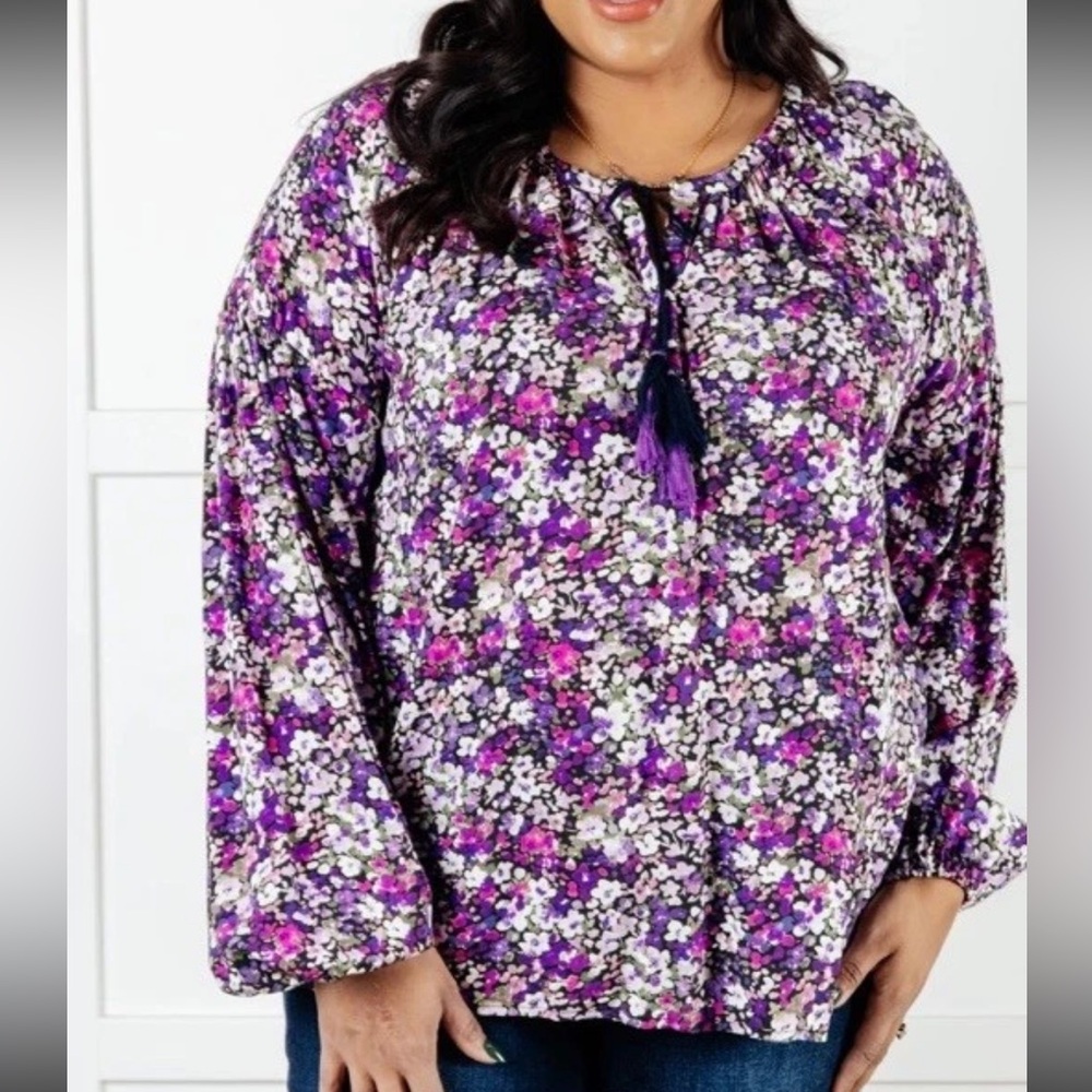 Women’s FLORAL BUBBLE SLEEVE BLOUSE - X Large New